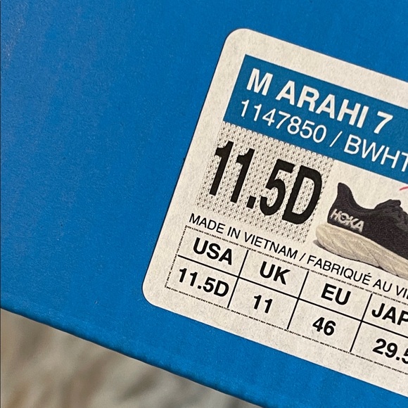 HOKA Men's Arahi 7 Stability Shoe Black & White Size 11.5D NEW - Picture 13 of 15